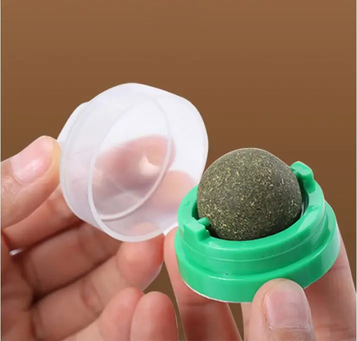 Cats Rotatable Catnip Ball Wall Sucker Lick Treat Toys Contail Catnip Sugar Balls Smart Cat Toys Interactive Ball Cats Mint Toy