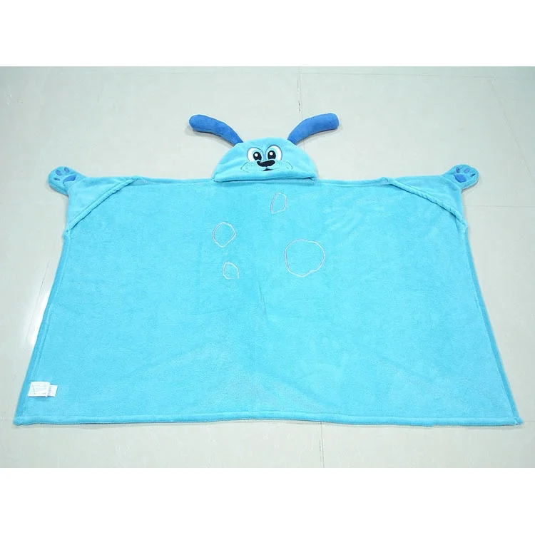 Cute Comforter Soft Animal Bear Rabbit Dog Frog Hooded Baby Blanket with Plush Toy