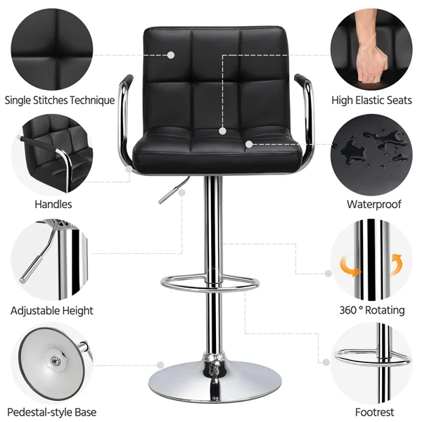 Modern popular design comfortable leather bar stool with arms
