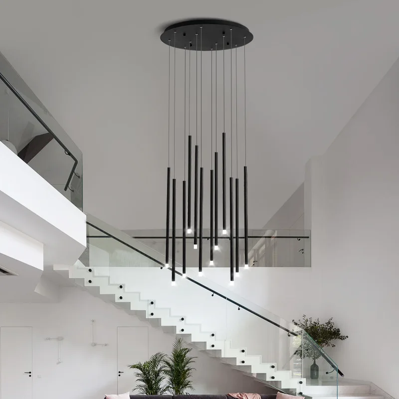 Modern minimalist and luxurious LED chandeliers suitable for ceiling rotation, staircase living room front desk