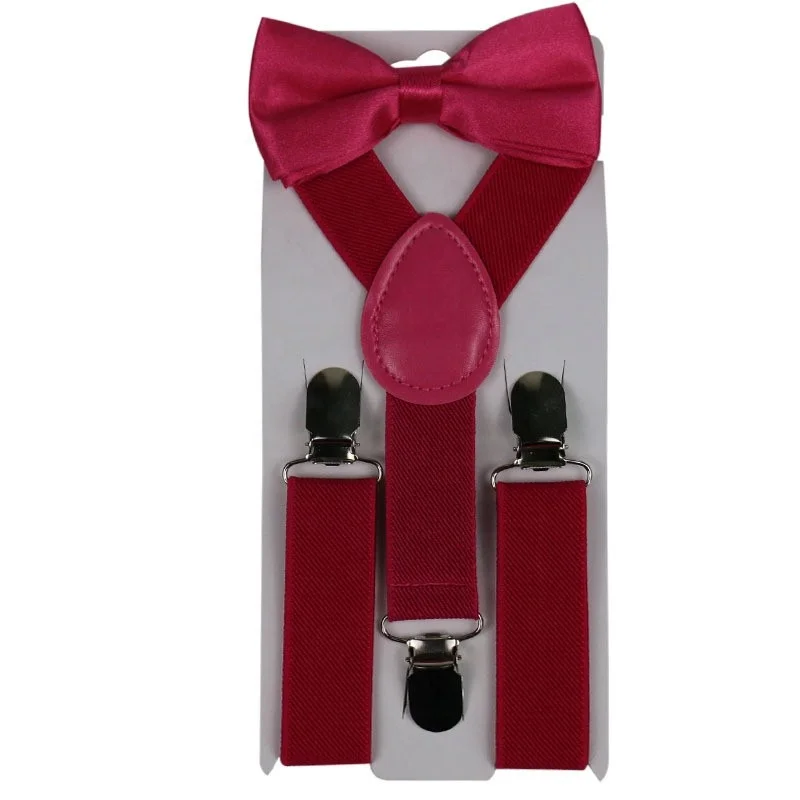 Boys & Girls Children Suspender Clip-on Y-Back Elastic Suspender With Satin  Bow Tie