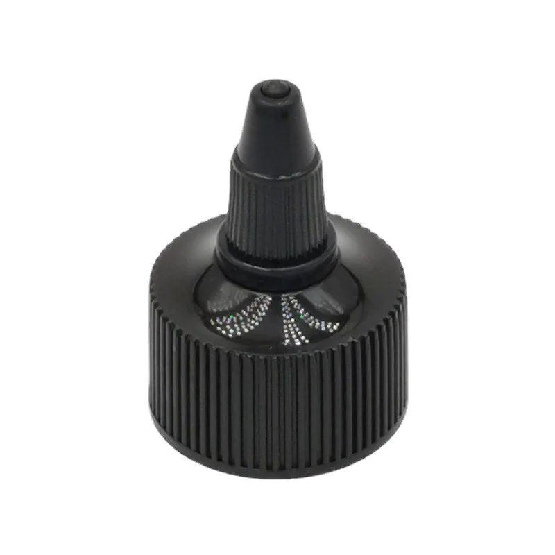 Long Tip Nozzle Cap 20mm 24mm 28mm Plastic Bottles Black Twist Top Screw Seal Pump Shampoo Cream Lotion Skin Care PE Material