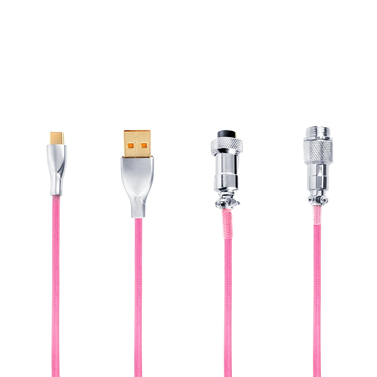 Metal Aviator Type C Coiled Cable Custom Mechanical Keyboard  Double Sleeved Nylon Data Cable