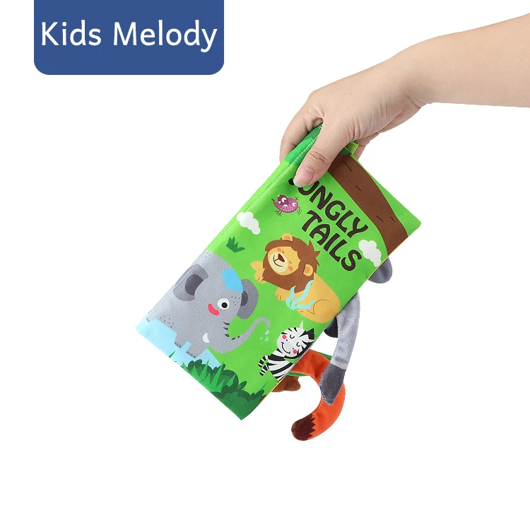 
Amazon hot selling tail Animals story book baby soft Fabric cloth book for Baby toy 