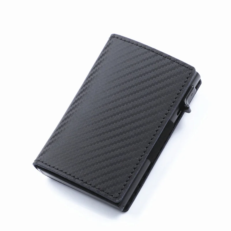 Rfid Blaocking Aluminum Slim Card Holder Money Wallet Pocket With Genuine Carbon Fiber Purse For Anti Lost Device