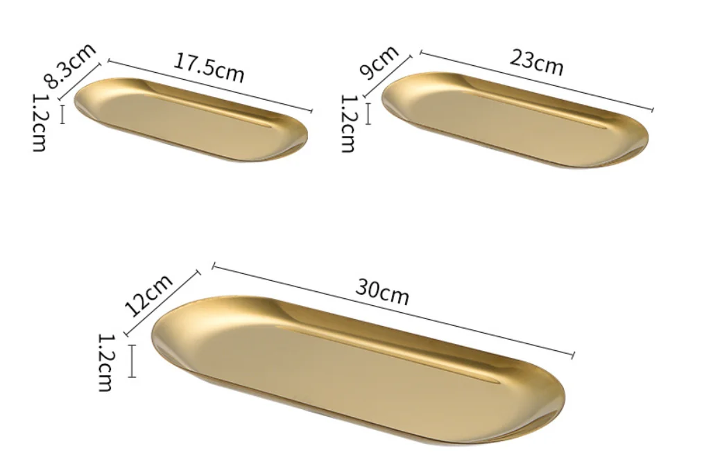 Oval stainless steel tray golden Nordic metal storage silver tray candle aromatherapy tray
