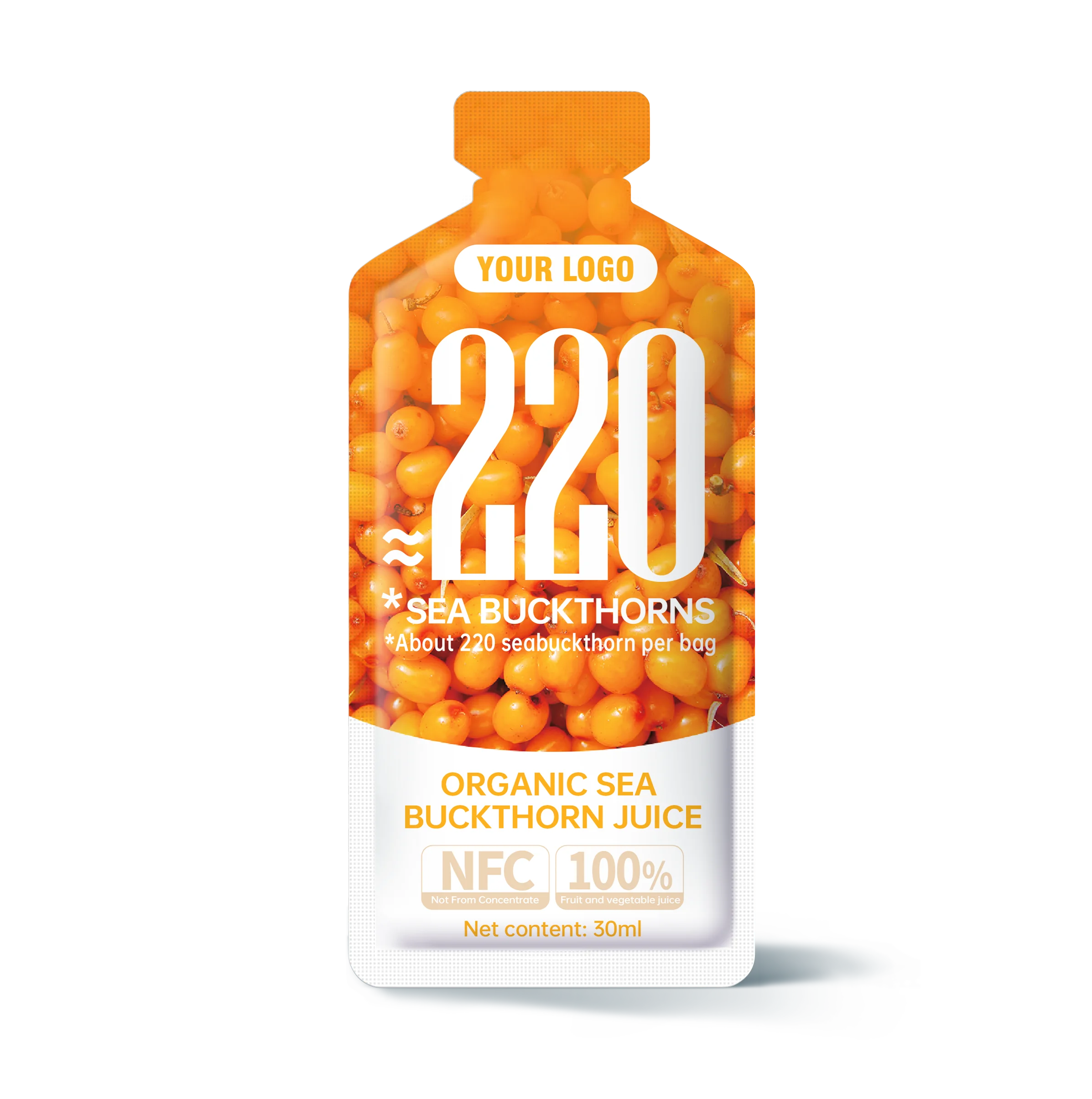 OEM Natural Sugar Free 0 Fat Factory Seabuckthorn Berry Juice Liquid Beverage Drink (50ml*30 sachets)