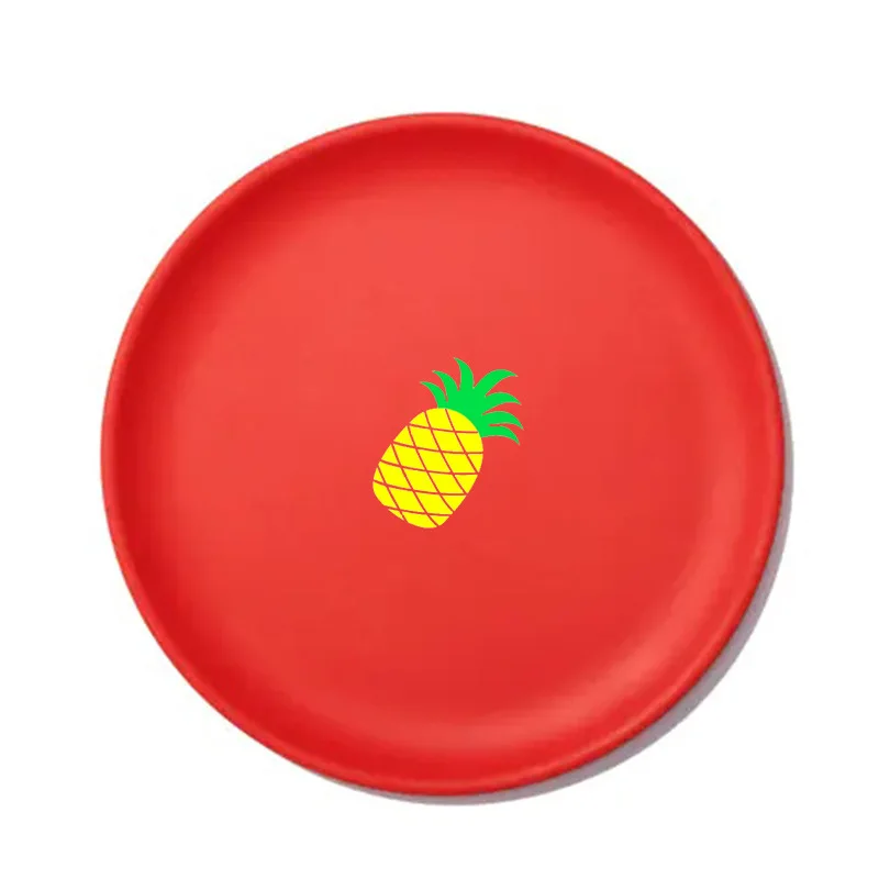 7Inch Party plates bamboo fiber no plastic eco friendly reusable colorful food unbreakable dishes plates