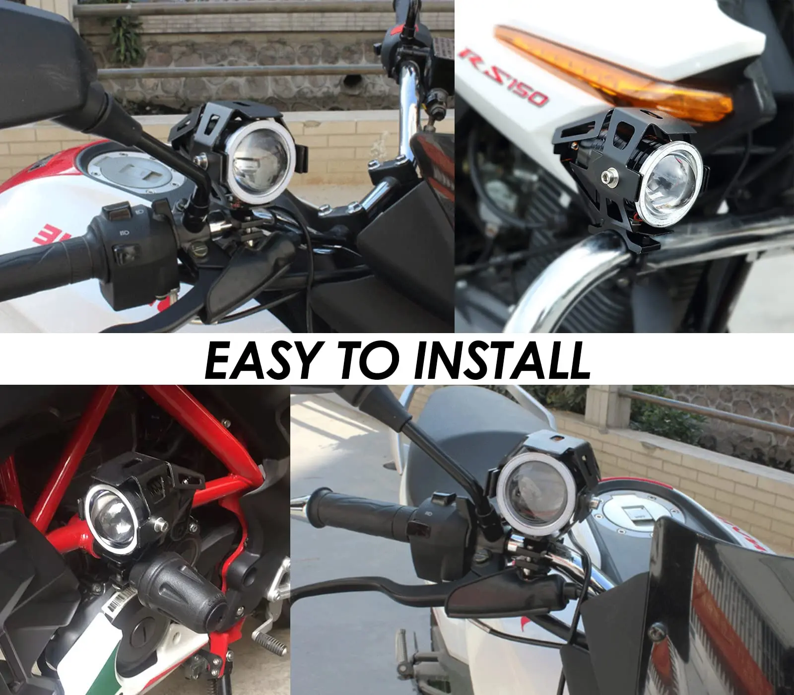 Universal U7 Waterproof 12V Angel Eye Fog Light Motorcycle High Low Strobe Beam Headlights