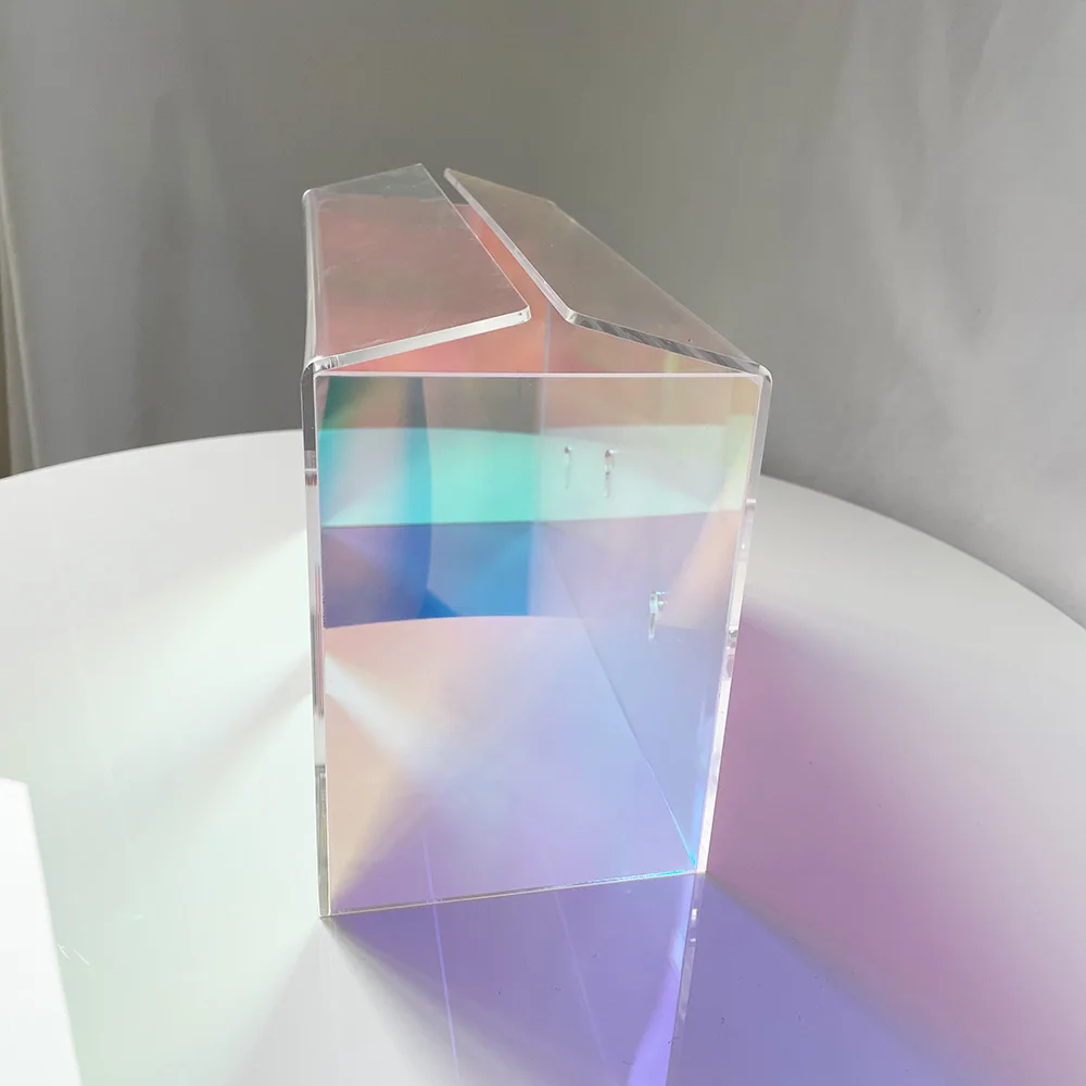 Custom Colorful Square Acrylic Tissue Case Paper Box For Restaurant Luncheon Napkin Holder Iridescence Acrylic Tissue Box