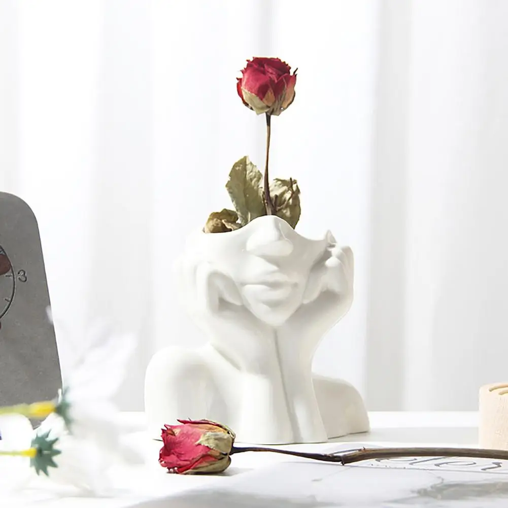 Nordic creative Ceramic Flower Vase Art Woman Body Shape Succulent Plant Pot Cabin Decor Tabletop floor vase For Living Room