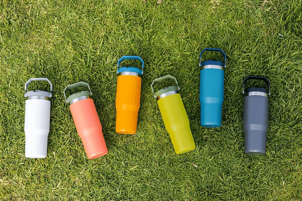 Reekoos  new design 40 oz Vacuum Car Boba Beer Mug Adventure Tumbler with Handle Travel Stainless Steel Cup