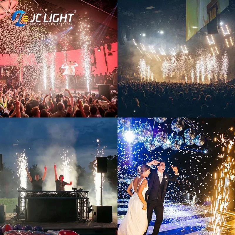 Dual Head Rotation Spinning Cold Spark Machine for Wedding Party Stage 360 Rotating Jet Spray 1300w Fireworks Fountain Machine