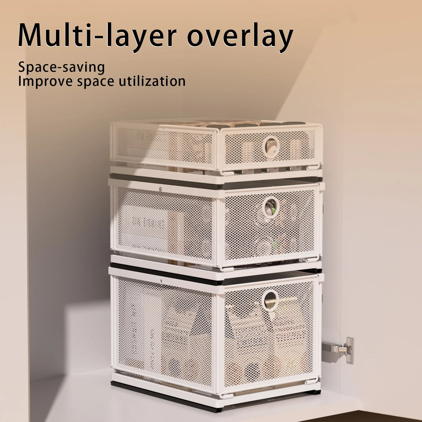 Stackable Drawer type home storage & organization storage cabinets rack holders metal wire basket storage racks shelving units