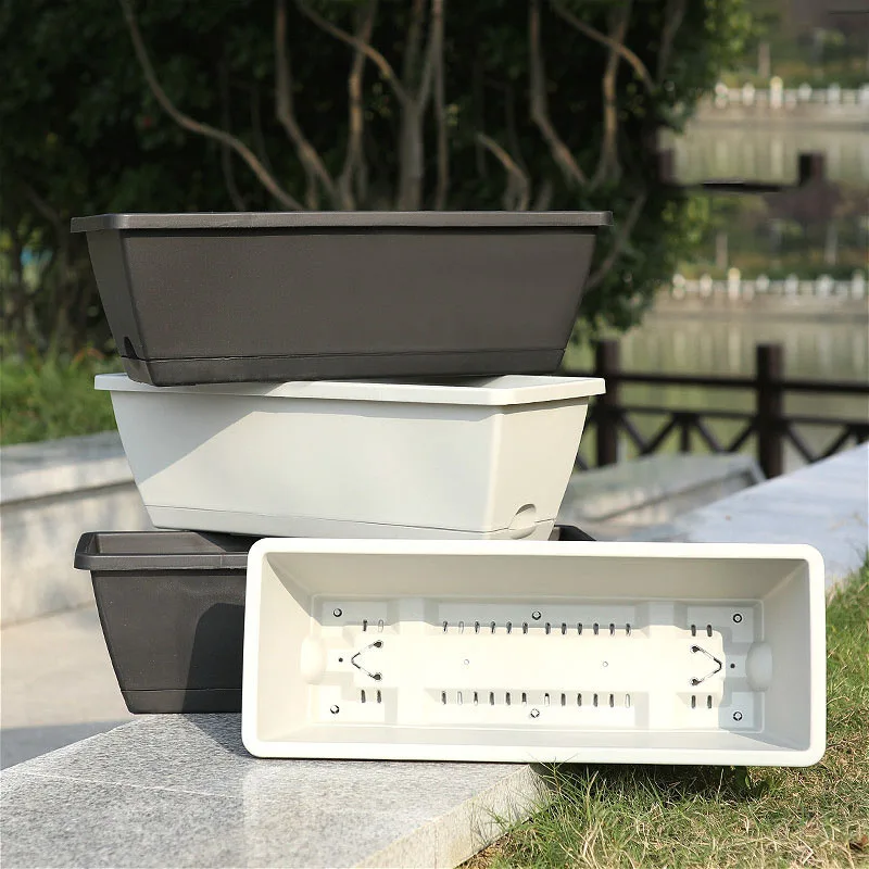 Hintcan New hit Lazy plastic flowerpot Balcony grows vegetable to grow flower big rectangle planting trough