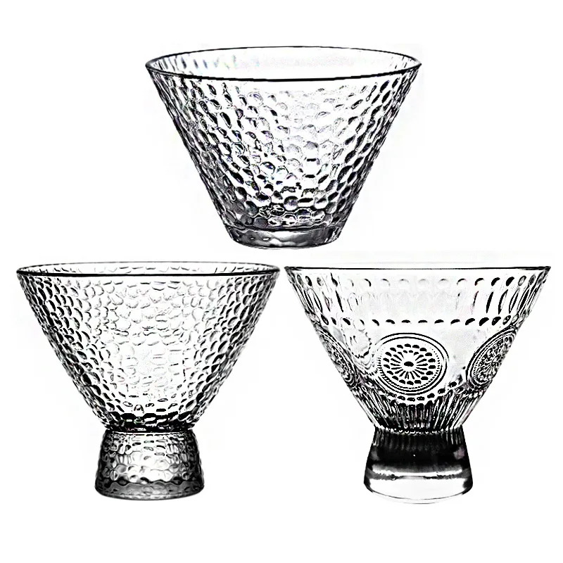 Premium Hammered Glass Tea Wine Cups Cocktail Icecream Glasses