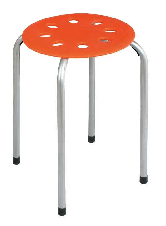 JUSTHOME Cheap price modern design portable stacking plastic stool with metal legs