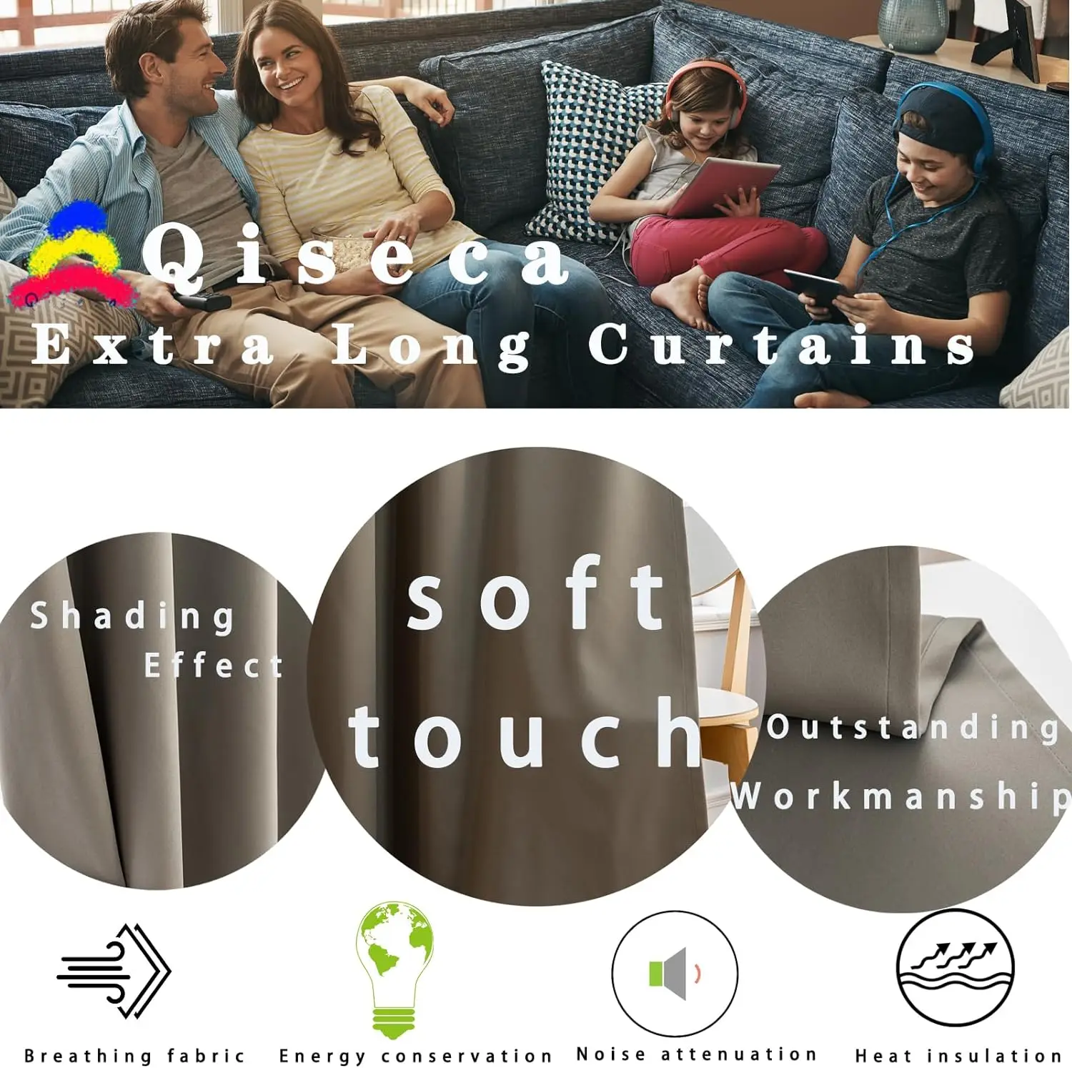 Extra Long Curtains High Ceiling Drapes for Living Room, Tall Custom Made Blackout Bedroom Loft Theater 1 Panel Grey