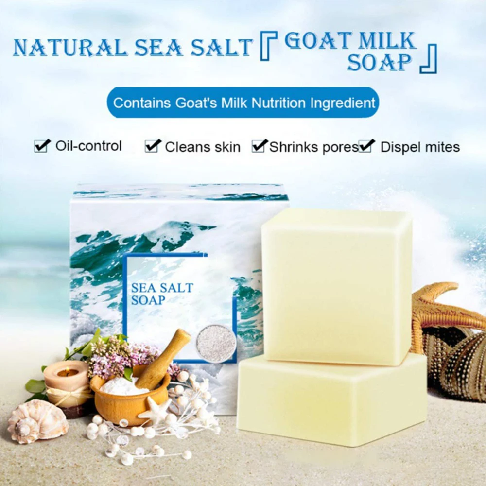 Private Label Handmade Sea Salt Goat Milk Essential Oil Cleansing Bar Soap Bath Brushed Soap Remove acne and shrink pores