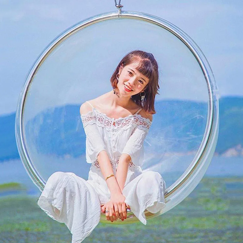 Thickened acrylic hanging egg chair smooth surface bubble chair acrylic hanging high transmittance luxury gold acrylic swing