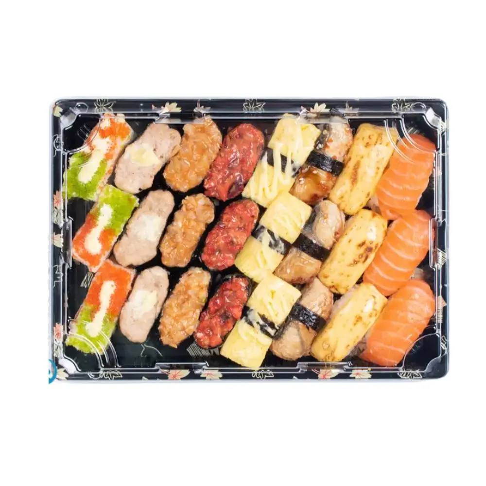 Disposable Plastic Packaging Take Away Japanese Sushi Tray With Lids