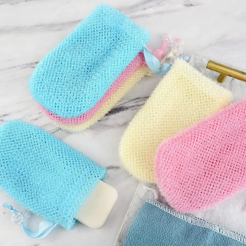 Exfoliating Bar Soap Saver Bag Mesh Hangable Soap Bundle Pouch Body Scrubber for Bath Shower