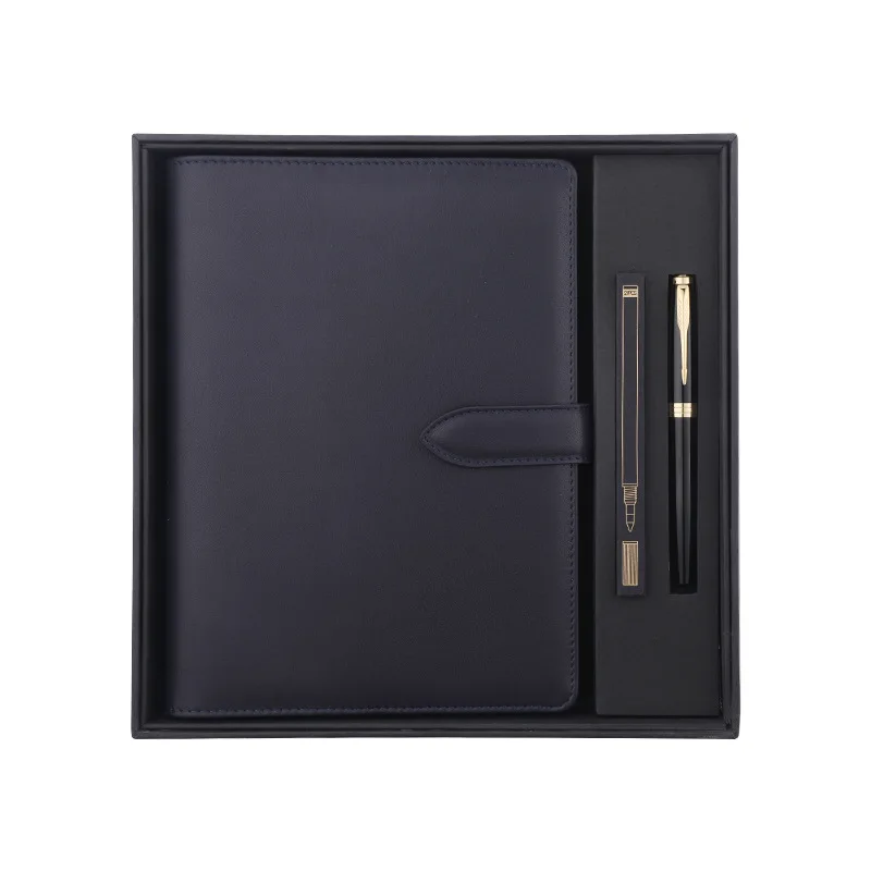 Custom 6 Ring Binder Diary 2024 Pu Leather Cover Business Pen Corporate Notebook Gift Set A5 Loose Leaf Binder Planner With Box