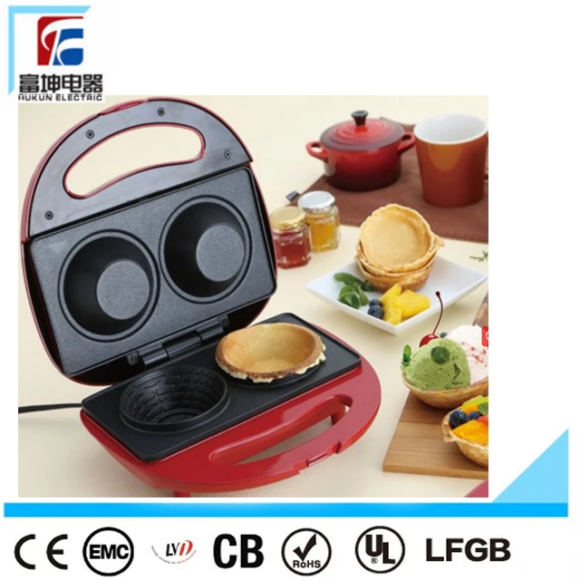 2 holes Household Fruit Pie double Bowl Maker Ice cream cup maker Waffle Cone Machine