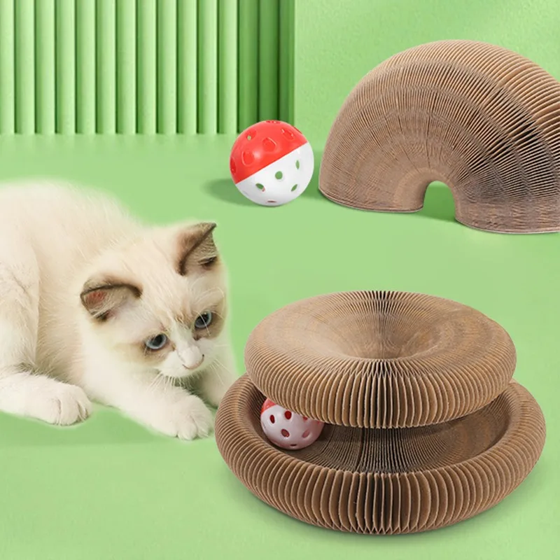 JOYPET Scratch-Resistant Corrugated Paper Cat Scratch Board with Bell Grinding Claw Climbing Frame Pet Toy