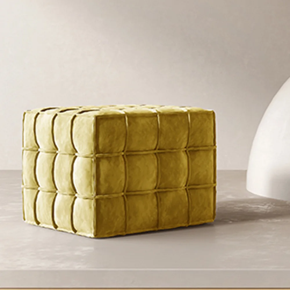 Modern Velvet Square Fabric Sofa Footstool Fabric Tufted Pouf Ottoman Chair Pouf Living Sofa Ottoman