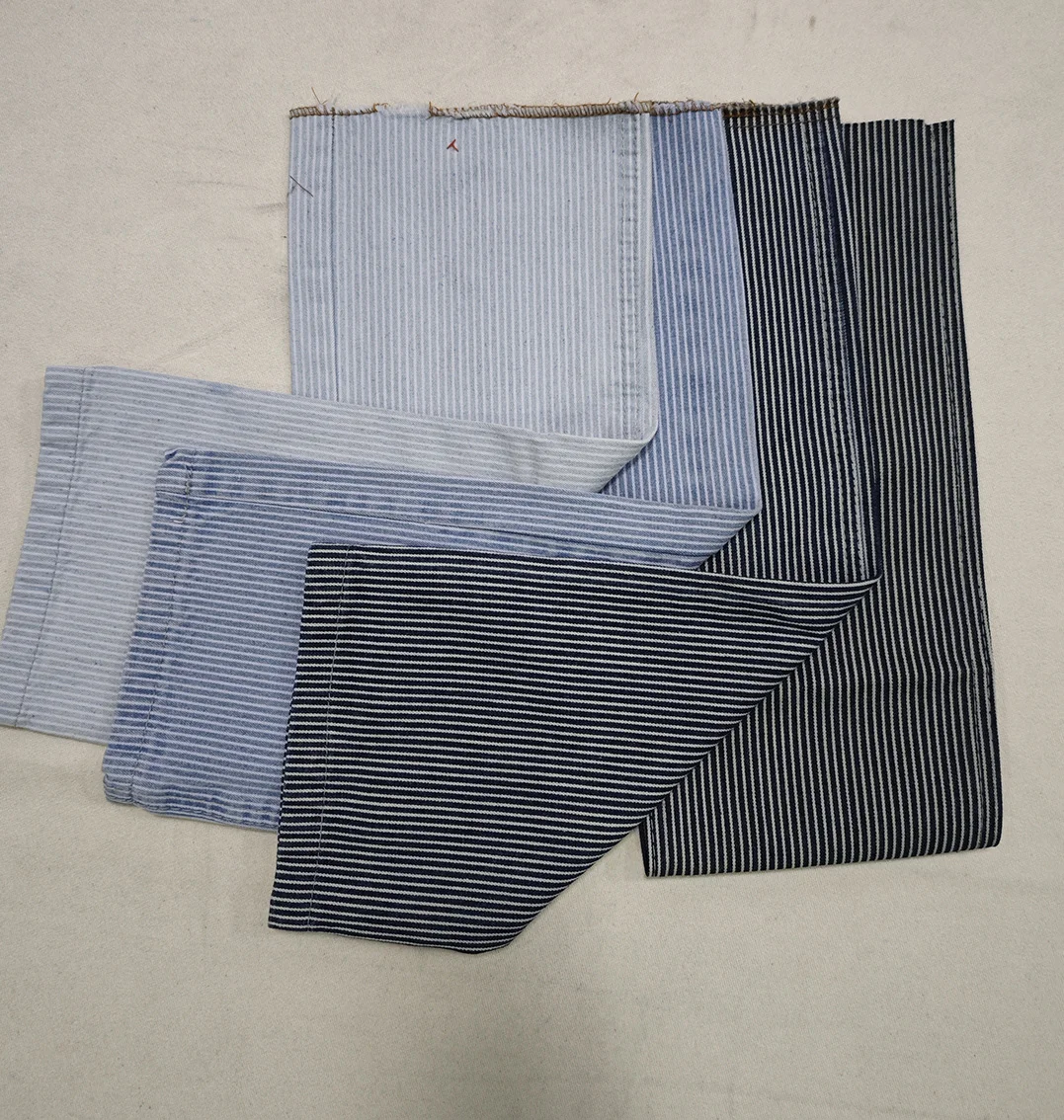 New Design 100% Cotton Checked Striped Denim Fabric And Jeans Custom Wholesale