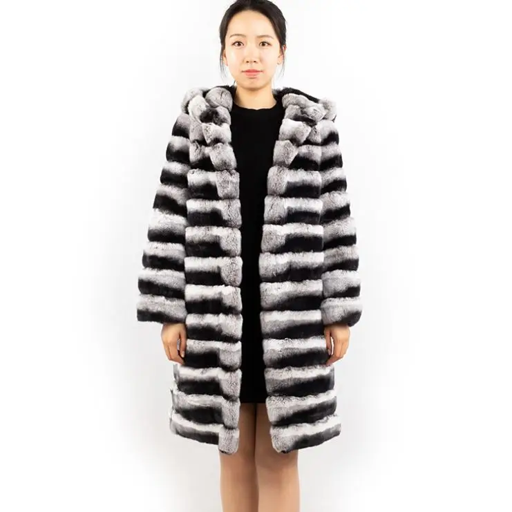 new style luxury fur coat istanbul 90cm long hooded chinchilla real rex rabbit fur women coats