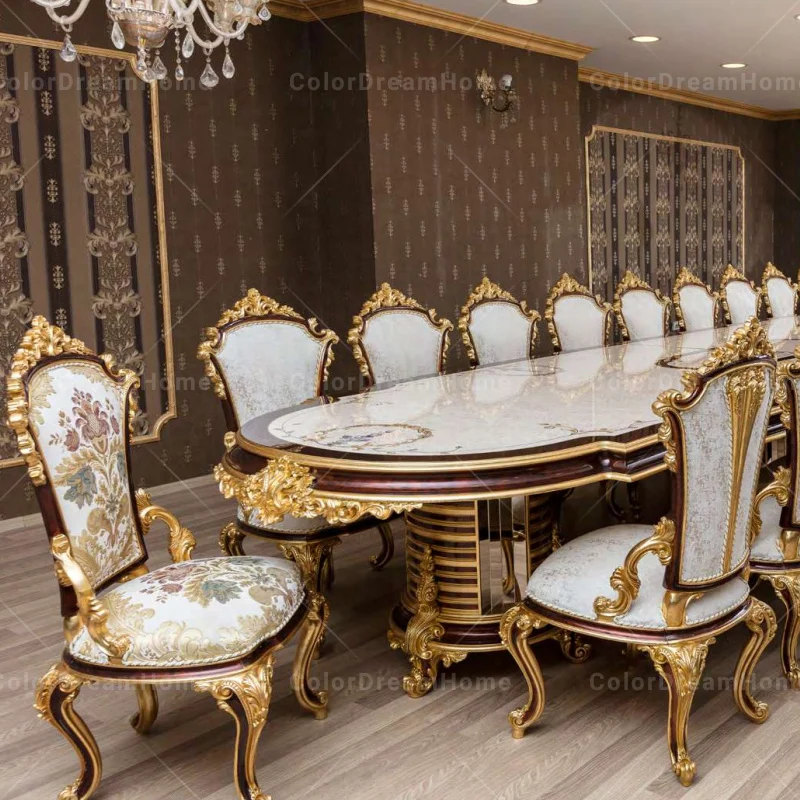 Turkey Dining Table with Carved Chair Furniture Custom Table Antique Large Classic Banquet hall table
