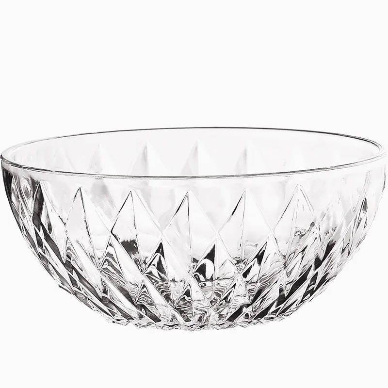 Fashion Plate transparent glass set diamond bowl plate six piece set fruit crystal salad bowl diamond two piece set meal bowl