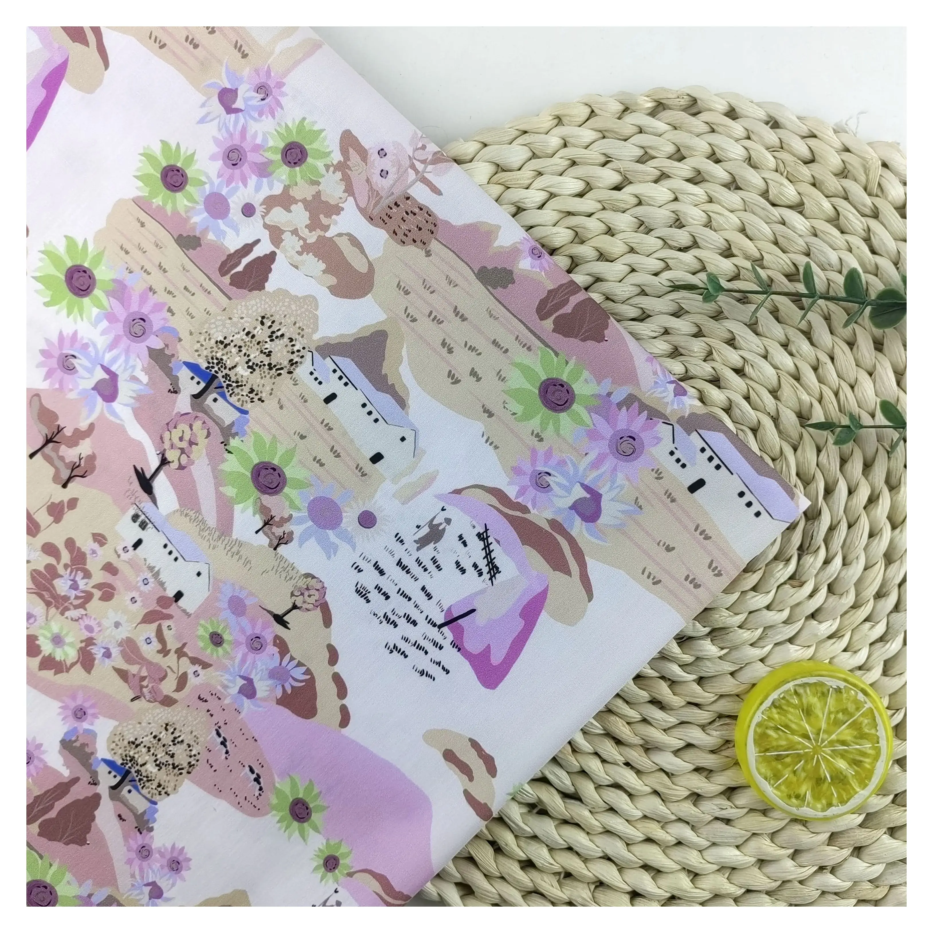 HOT Sale Hawaii Design 100% cotton fabric houses and floral pattern poplin print fabric for shirt