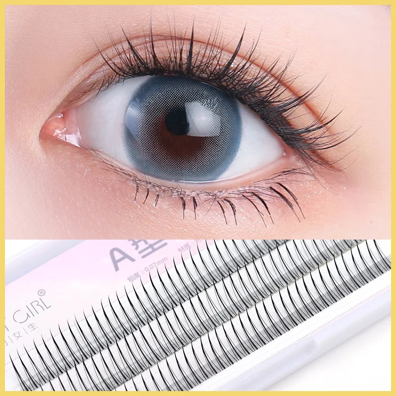 Wholesale natural long thick soft lashes remade fans eyelashes A Y W YY Shape fish tail eyelash extension