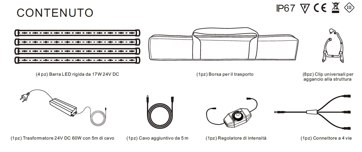Dc12v Led Camping Light Bar Kit 5050 Smd Rigid Waterproof Strip Caravan Camper Lighting -