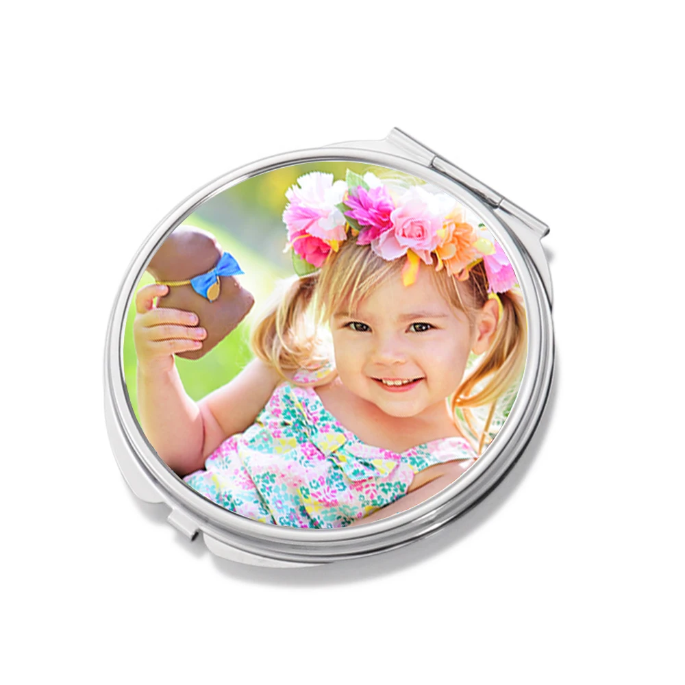 Double-Sided Sunflower-Themed Cosmetic Mirror Zinc Alloy Metal Crafts Heat Transfer Printing Aluminum Engraving Travel Gift