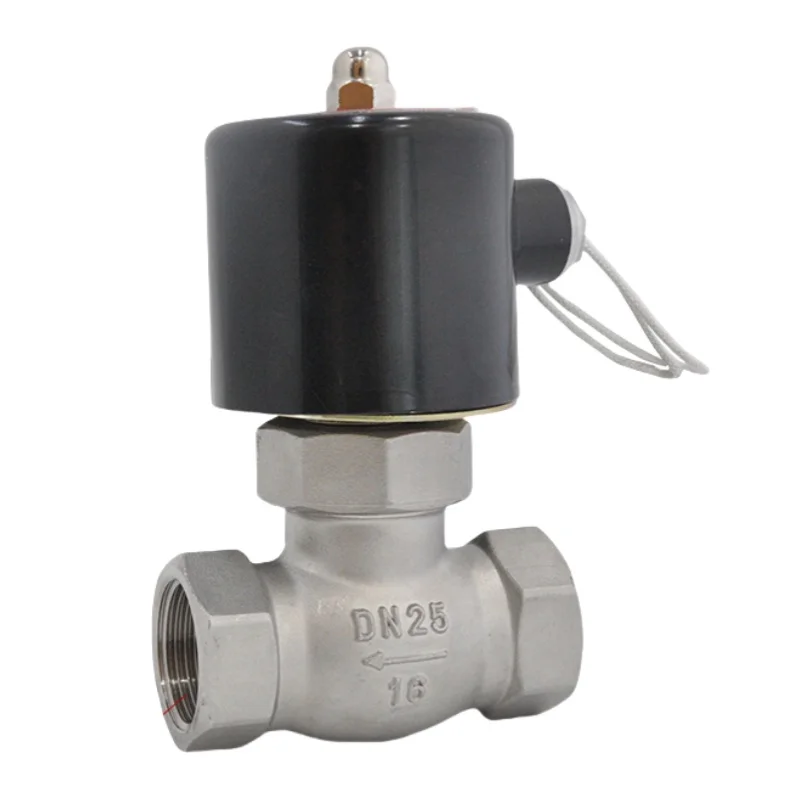 DN50 Steam Solenoid Valve Gas Liquid AC220V Normally Closed DC24V Stainless Steel Pilot Piston Solenoid Valve
