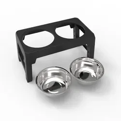 Collapsable Adjustable Height Raised splash proof water food eating stainless steel double slow feeder dog bowl