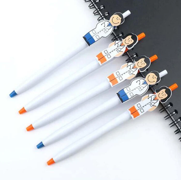 NPSF-012 Wholesale Novelty Promotional Cartoon Doctor nurse Ball Pens Hospital medical plastic Pen with custom logo