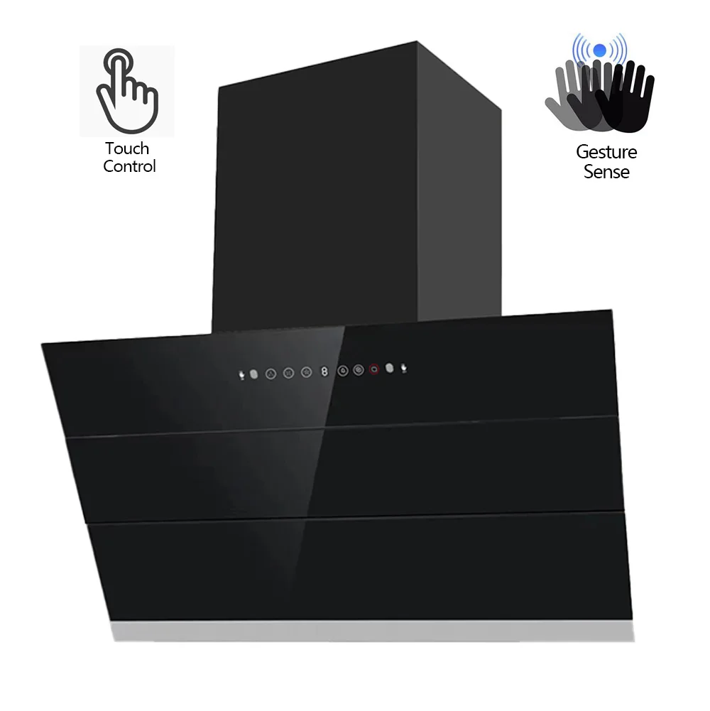 Saving Energy 220v 180w Smart Smoke Extractor Hood Touch Switch Chimney Hood with LED Light 90cm Range Hood