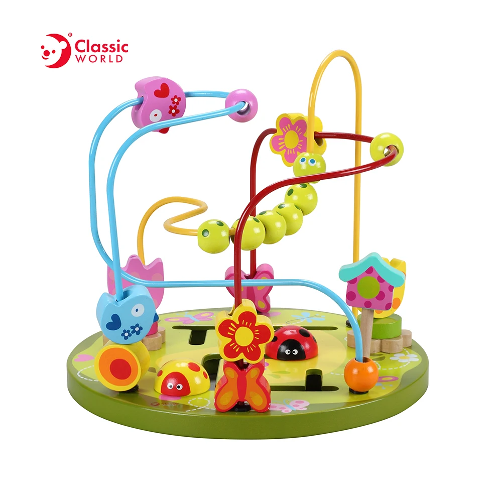 Early Educational Wooden Activity Cube Bead Maze Toys Montessori Games