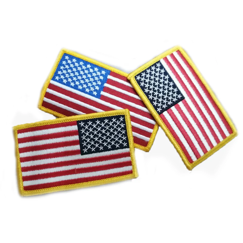 Wholesale In Stock Embroidered Custom Logo Patches Badge American USA Flag Embroidery Patch