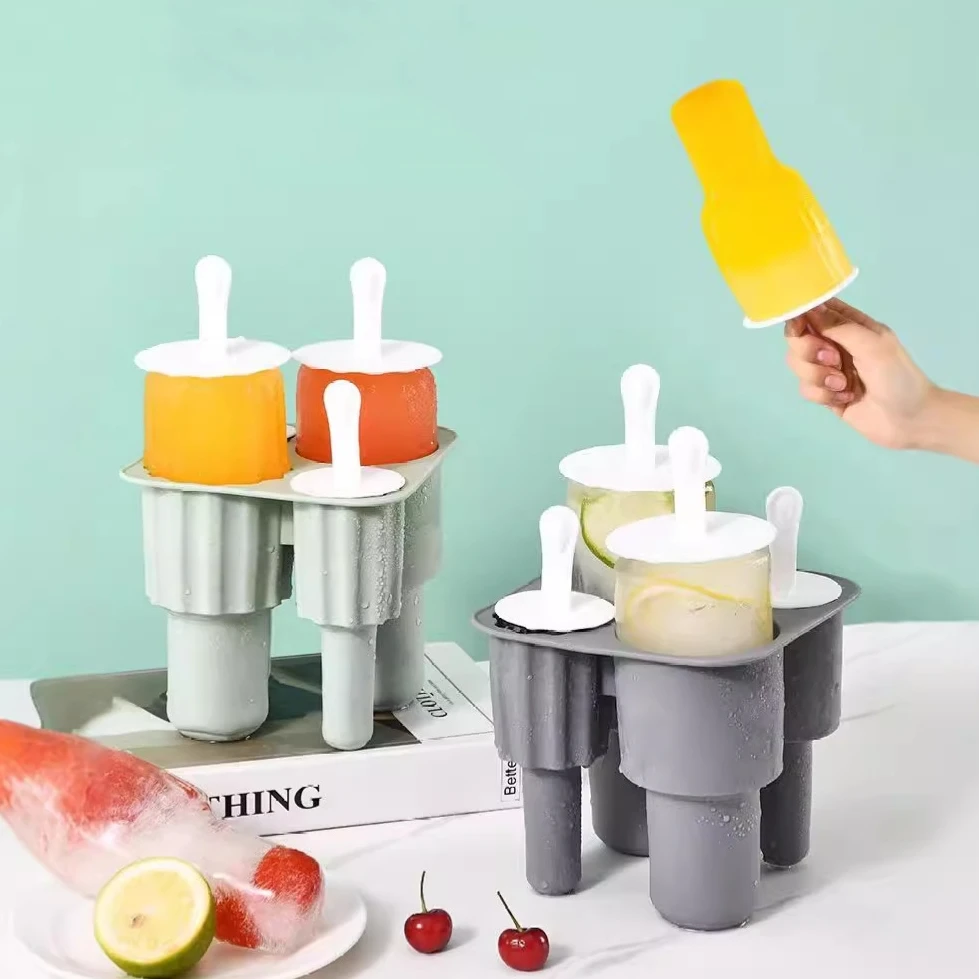 Silicone Ice Cream Mold Tools Ice Cube Pop Ball Maker Tray With Lid and Stick Silicone Popsicle Ice Cream Mold For Kids