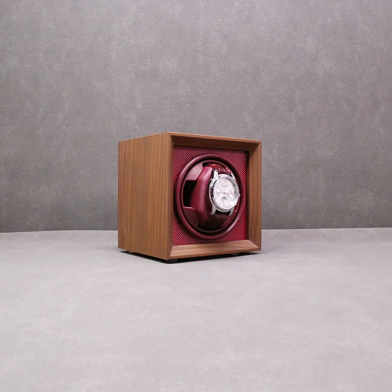 Custom Luxury Premium Walnut Single Watch Box for Automatic Watches with 3 Rotation Modes Wooden Safe Watch Winder