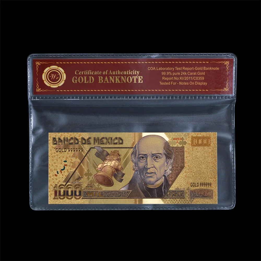 Custom Non-currency Collectible Paper banknotes Mexico Paper banknotes Bank Note Bills 24k Gold Banknote dollars