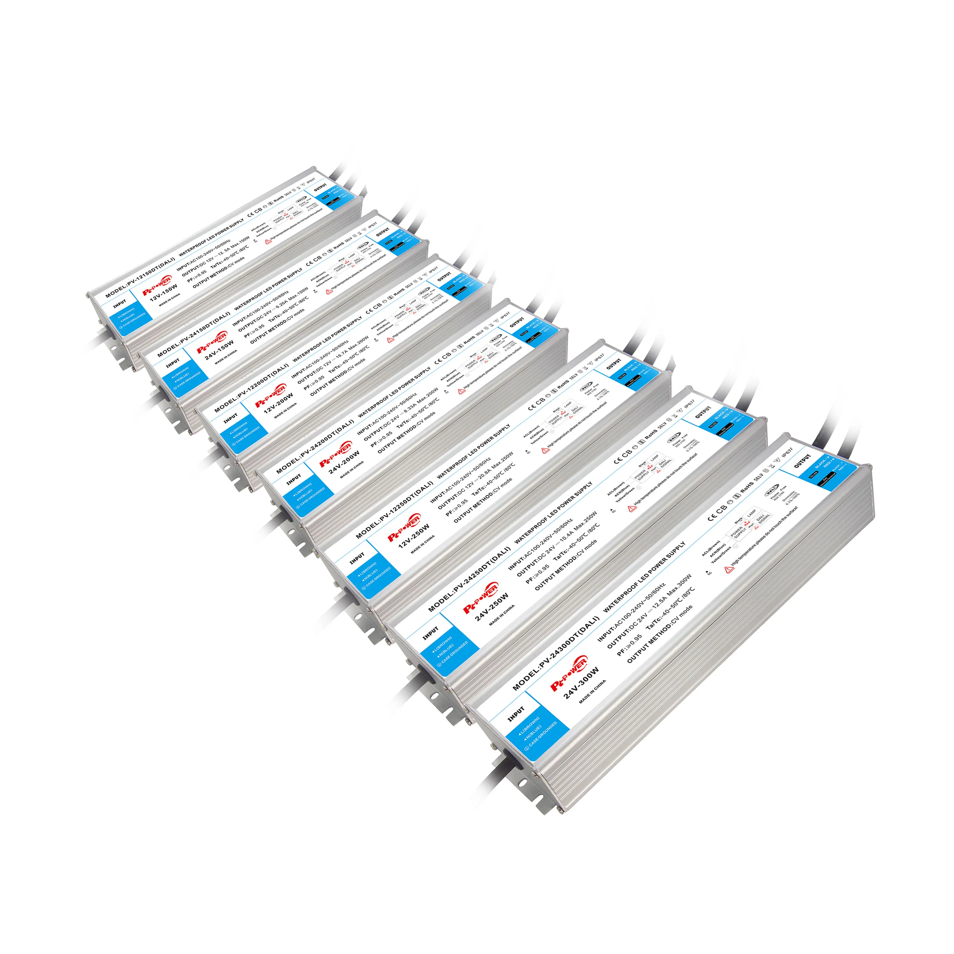Pt POWER DALI 250W 12V 24V LED Power Supply Dimmable DALI LED Driver Waterproof IP67 Constant Voltage Controller