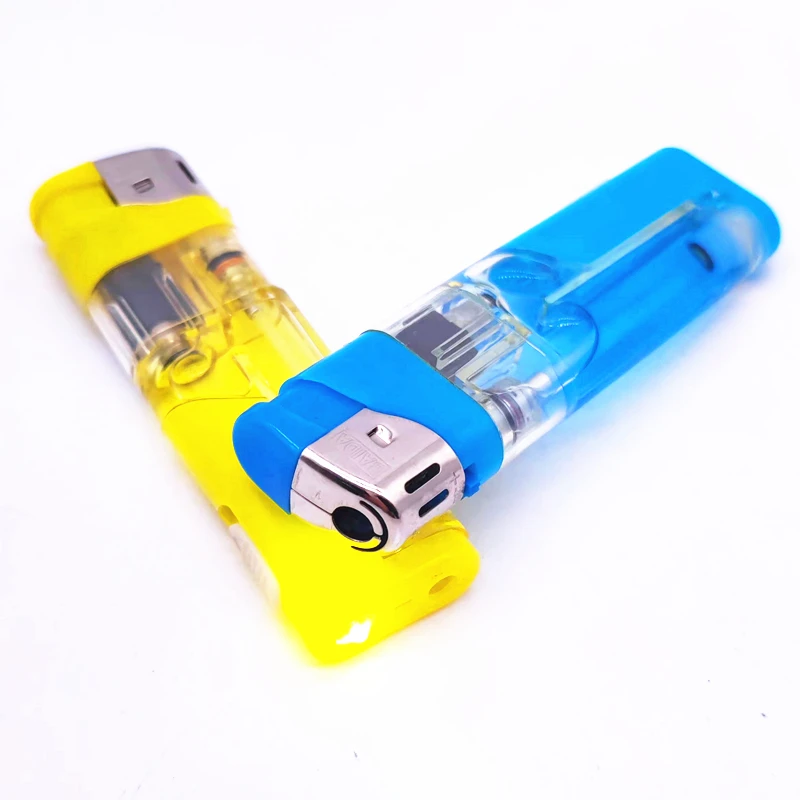 20+ Years factory wholesale L002 with LED light colored gas refillable plastic electronic smoking lighter