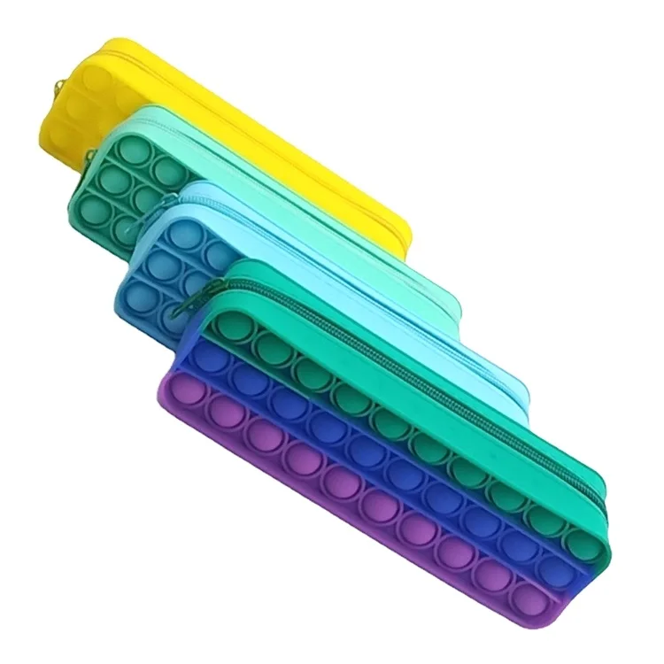 2021 New 3D Silicone Rainbow Color Case for Pencil Case Silicone Fidget Pop-it